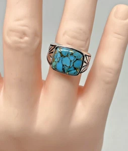 Turquoise Network Men's Matrix Turquoise Ring - Picture 1 of 3