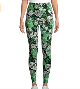 -NO BOUNDARIES ST. PATRICK DAY SKULL BLACK WOMEN HIGH WAISTED LEGGINGS XXXL Jnr - Picture 1 of 2