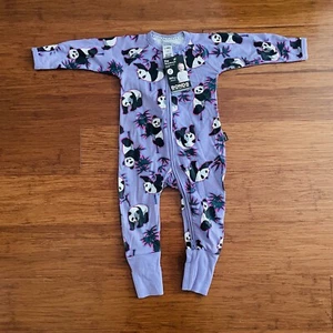 Bonds Baby Purple Panda Bamboo Long Sleeve Zip Wondersuit Size 0 BNWT - Picture 1 of 2