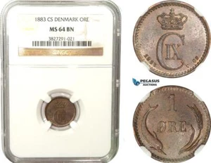 AB262, Denmark, Christian IX, 1 Øre 1883, Copenhagen, NGC MS64BN - Picture 1 of 1