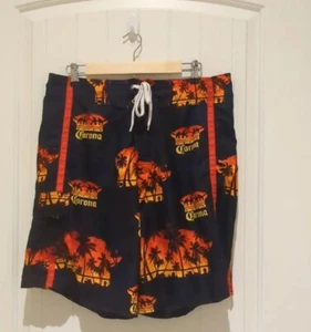 Corona Extra Men's Navy Orange Yellow Swim Trunks Size 34 - Picture 1 of 7