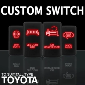 CUSTOM SWITCH - RED LED Tall-Style Toyota Push Switch ON/OFF (1.54" x 0.83") - Picture 1 of 6