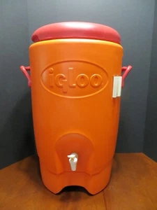 HTF 23" RETRO Igloo Orange 5-Gallon Heavy-Duty Beverage Water Cooler w/Stand - Picture 1 of 9
