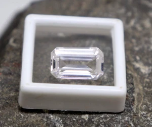 Natural Sapphire Step Cut Emerald Shape Pure White Sapphire Loose Certified 9Ct - Picture 1 of 6