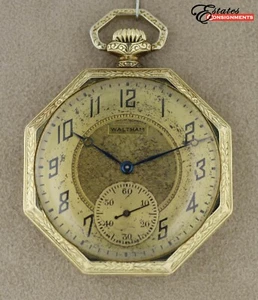 Vintage 1924 Waltham achteckige Qualität 225 Modell 1894 Größe 12S Taschenuhr - Bild 1 von 8
