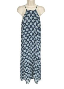 DONNA MORGAN Floral Chiffon Blue Maxi Dress Women Size 2 Spaghetti Strap  - Picture 1 of 6