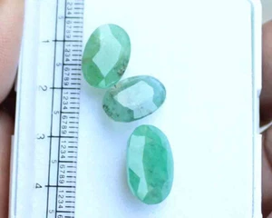 17.10 Ct NATURAL ZAMBIAN FACETED CUT EMERALD OVAL TOP GREEN GEMSTONE UNHEATED - Picture 1 of 5