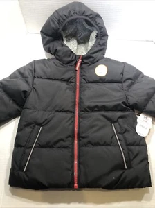 Black Coat Wonder Nation NWT Toddler Boys 18 Months Fleece Hooded Puffer Jacket - Picture 1 of 9