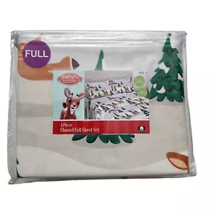 Rudouph das ROTNASENRENTIER Weihnachten Flanell Laken Set volle Größe 4-teiliges Set - Bild 1 von 6