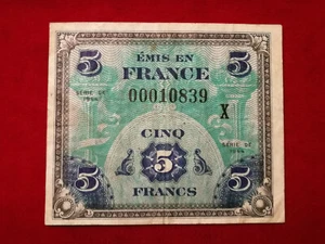 Billet 5 Fr " Drapeau " occupation 1944 Serie X WW2 Forbes USA Print !! TTB - Imagen 1 de 2