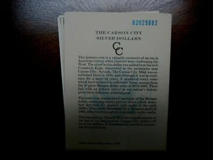 1882-cc GSA Card For a Morgan Silver Dollar Coin (Card Only) - Picture 1 of 1