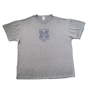 Vtg Russell Athletics Michigan Lacrosse T Shirt Men Large Gray Short Sleeve Thin - Picture 1 of 16