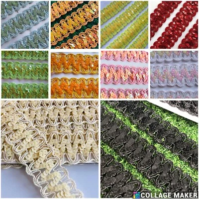 MARKENLOS 9/2 meter Elegante Pailletten Borte 3,5cm breit Nichtelastisch wünschfarbe Nähen