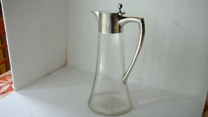 ANTIQUE ART DECO GERMAN GEBRUDER KUHN 800 SILVER GLASS CLARET JAG CARAFE - NICE - Picture 1 of 8