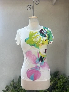 Karen Millen Floral Top White Sheer Sz Small 6 - Picture 1 of 10