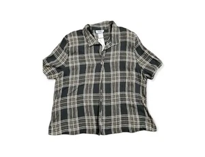 Los Angeles Size 26 Woman Plus Women's Moss Green Collared Plaid Suit Top NWT - Picture 1 of 6