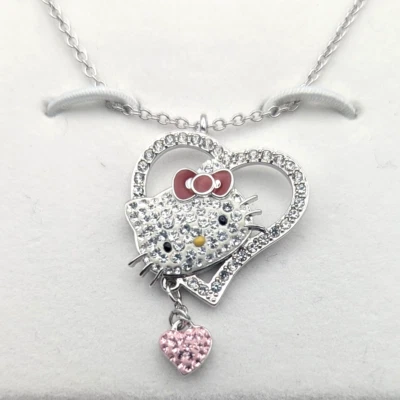 Hello Kitty Swarovski Anhänger Halskette Silber Herz mit Box Urlaubsgeschenk Geschenk - Bild 1 von 4