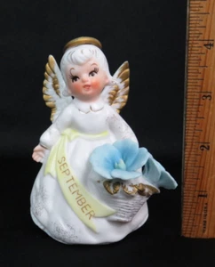VTG 1950s LEFTON SEPTEMBER ANGEL SPAGHETTI TRIM HAND PAINTED JAPAN 3332 FLOWERS - Picture 1 of 23