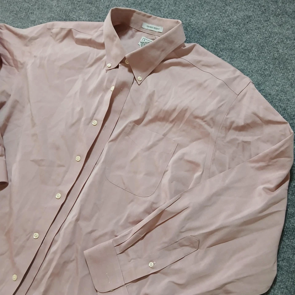 LL Bean Shirt Mens Large Pink Button Down Wrinkle Resistant Pocket Dress Work - Image 1 of 4