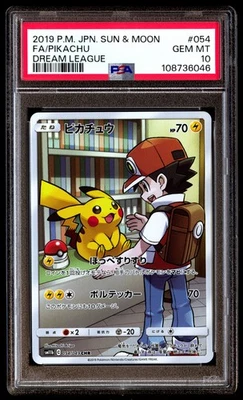 PSA 10 Pikachu 054/049 Pokemon Sun & Moon Dream League Japanese 2019 - Image 1 of 3