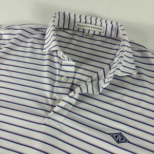 Camisa Polo Holderness & Bourne Para Hombre XL Blanca Rosa Azul Rayas Golf Performance - Imagen 1 de 9