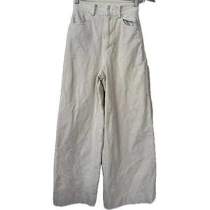 Creme Cordhose weites Bein hoher Bund minimalistisch/Boho/Cottage Core - Small 24" - Bild 1 von 7