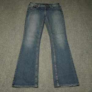 Silver Jeans Damen 30x33 blau Aiko Bootcut Western Denim Taschen Zip Fly - Bild 1 von 11