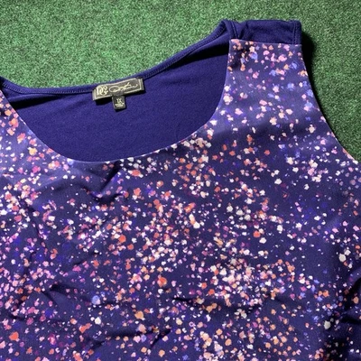 DG2 por Diane Gilman Mujer 1X Combo Impreso Fácil Tanque Azul Marino Espacio Arte Punto Foto 1 de 4