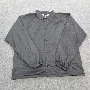 OBEY Mens Black Nylon Coach Jacket Lightweight Collared Snap Button Size LFaded - Picture 1 of 8