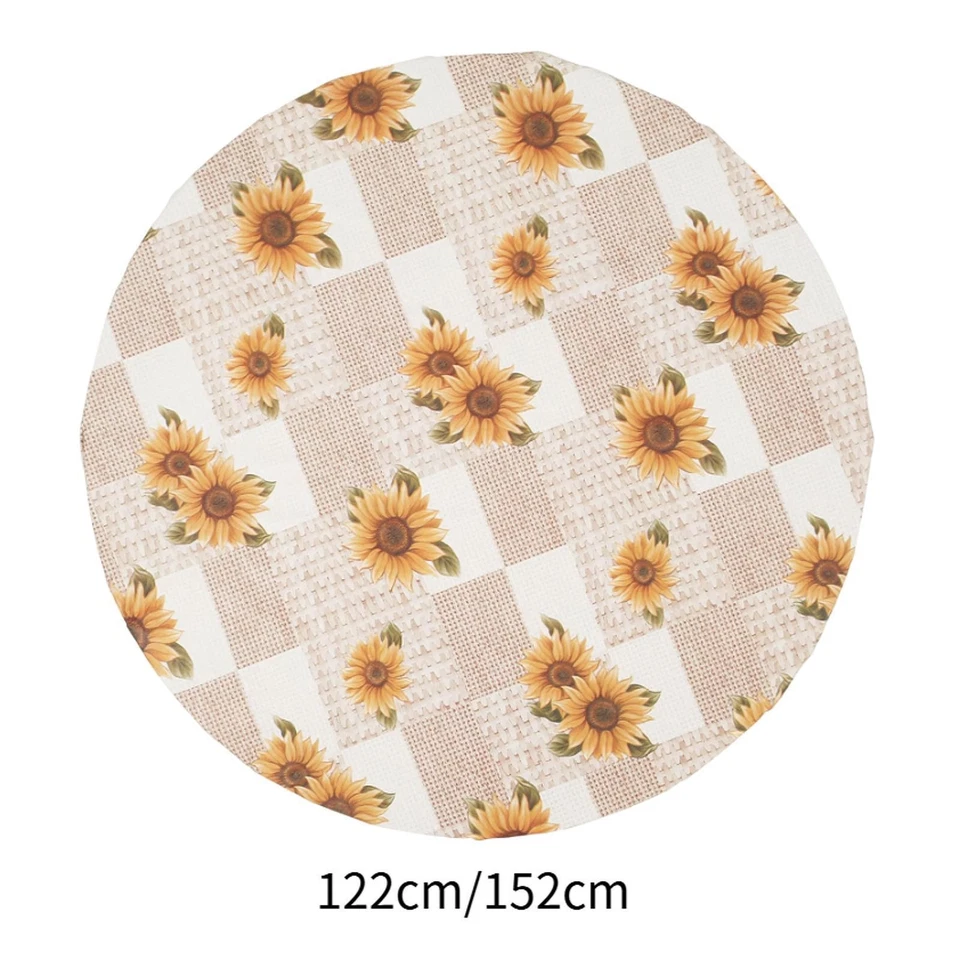 Flower Table Cloth Elastic Table Cover Oilproof Modern Circle Tablecloth for - Image 1 of 1