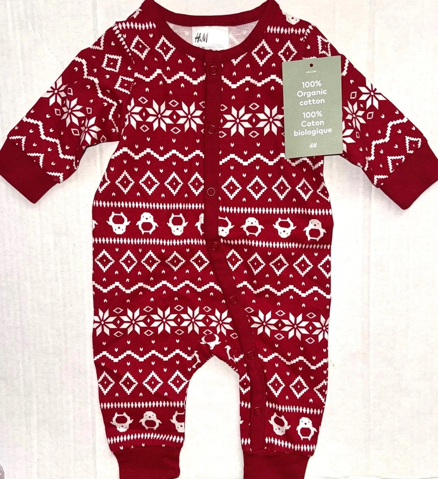 Mono H&M rojo/blanco motivo INVIERNO talla NEWBORN+ Foto 1 de 1