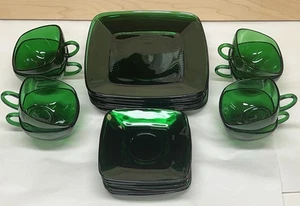 Anchor Hocking Fire-King Green Charm Square - 8 settings - Plate Cup & Saucer - Picture 1 of 13