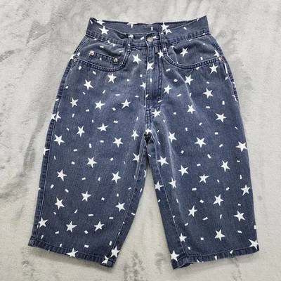 Vintage 90s Paris Sport Club Shorts Womens 1 Juniors Blue White Stars Bermuda - Image 1 of 4