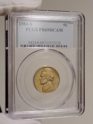 1984-S 5C Jefferson Nickel Proof PCGS PR69DCAM with gold toning - Image 1 of 4