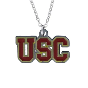 USC TROJANS Necklace-Enamel Pewter Charm Pendant University Southern California - Picture 1 of 5