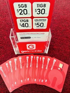 GEN Mobile Prepaid SIM $20 (2 Months) Unlimited Talk Text + 5GB Data T-Mobile - Picture 1 of 4