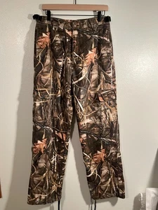Mens Whitewater Ducks Unlimited Camo Pants Adjustable Waist Ties at Ankle Size M - Picture 1 of 13