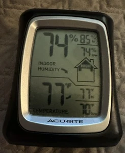 Acurite Indoor Thermometer & Hygrometer With Humidity Gauge, Black - Picture 1 of 5