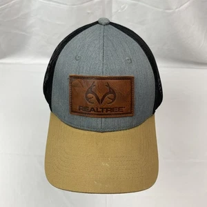 Realtree Snapback Trucker Mütze grau schwarz Mesh Leder Logo Patch Outdoor Cap - Bild 1 von 8
