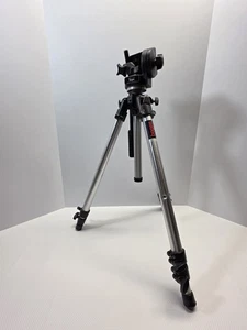 Bogen Manfrotto 3001 Tripod w/ 3130 Fluid Head Italy Aluminum —Read Description - Picture 1 of 18