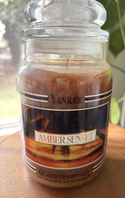 Yankee Candle Retired Discontinued Black Band Amber Sunset 22 oz Large Jar - NEW - Image 1 of 4