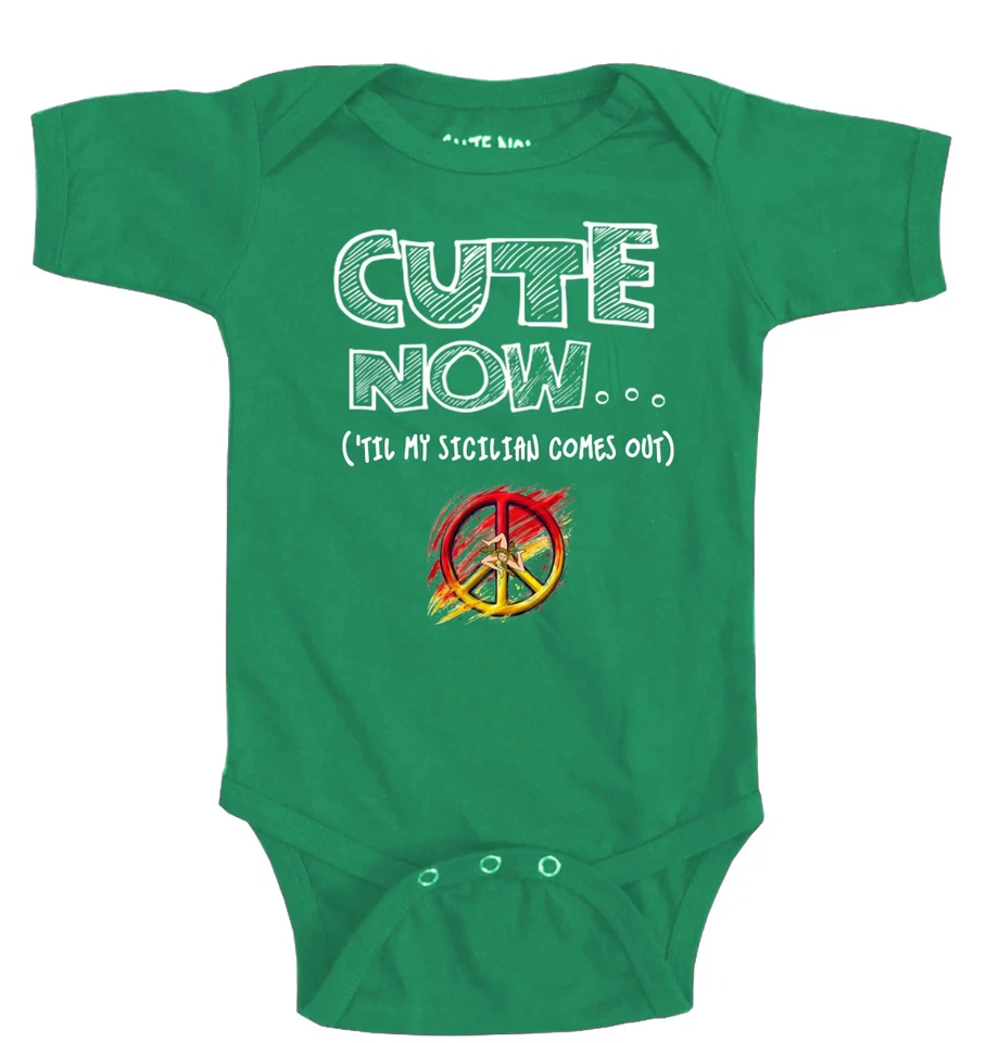 Cute Now... 'Til My Sicilian Comes Out Peace Infant Baby Sicily Flag Bodysuit - Image 1 of 1