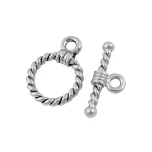 Metal Alloy Clasps & Toggles Antique Silver Round 19x20mm Pack Of 10 - Picture 1 of 1