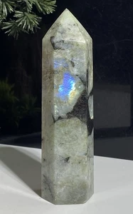 Large 203g Beautiful Rainbow Labradorite Moonstone Point Crystal Obelisk Tower - Picture 1 of 8