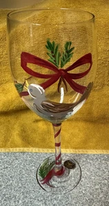 Block Basics 12 Days of Christmas handbemaltes Weinglas 9" "VIER RUFENDE VÖGEL" - Bild 1 von 8