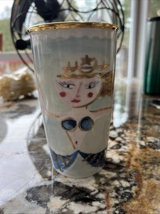 Starbucks 2014 Siren Mermaid Ceramic 12oz Travel Tumbler Coffee Gold Lid - Picture 1 of 8