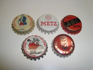 Vintage Beer Cork Crowns/Bottle Caps, 5 In All - Picture 1 of 1