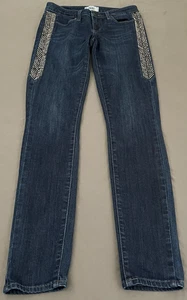 Paige Verdugo Ultra Skinny Jeans Womens Size 26 Mid Rise Embellished Dark Wash - Picture 1 of 13
