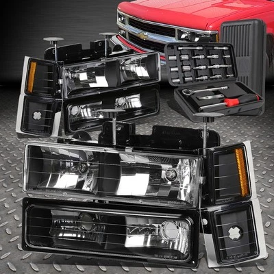 PARA 94-00 CHEVY C/K 1500 2500 3500 TAHOE NEGRO/ÁMBAR PARACHOQUES FARO + JUEGO DE HERRAMIENTAS Foto 1 de 4