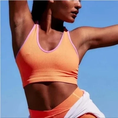 Top corto Free People Movement Free Throw acanalado espalda deportiva S naranja Foto 1 de 4